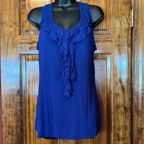 Navy Soft Extra Long Ruffle Tank - Picture 1 of 4